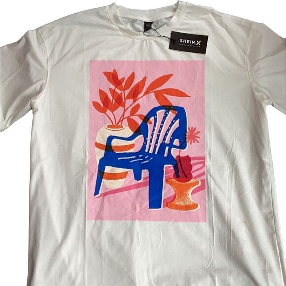 SHEIN X PLANT GRAPHIC PRINT LONG LINE TEE SHIRT MEDIUM - Picture 9 of 10